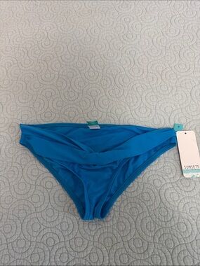NWT Sunsets swim Women's Bright Blue Twist Front Bikini Bottom sz Medium